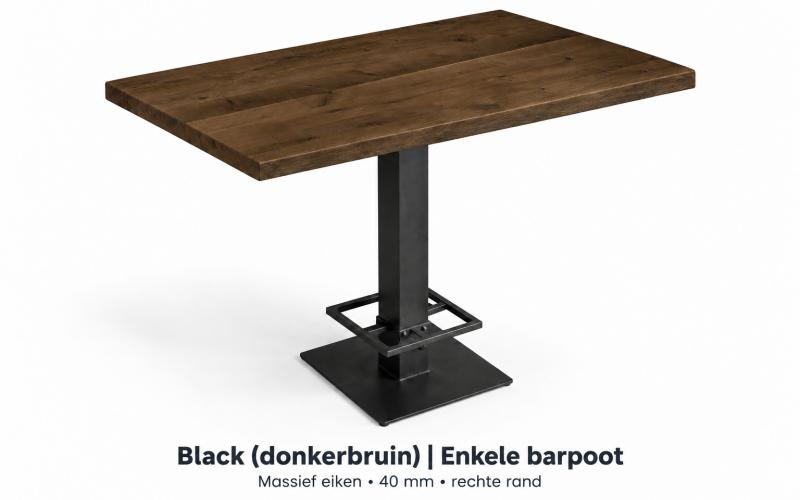 Compacte eiken bartafel met rechte rand &ndash; enkele barpoot